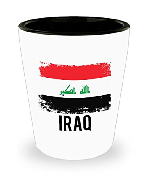 Iraq Flag Shot Glass Funny Gifts - Iraqi Pride Flag Vintage  Soccer  Football Team  Hometown  Travel Iraq Flag Ceramic Cup