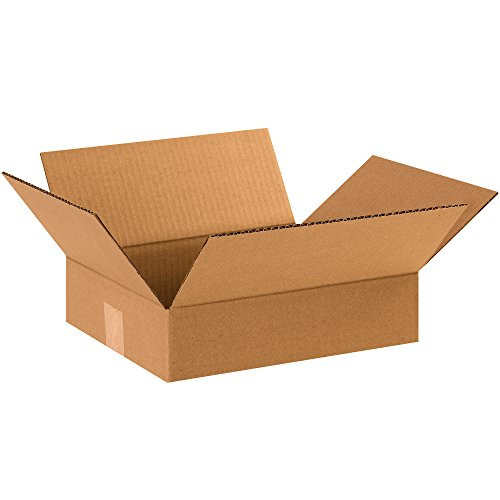 Tape Logic TL12103 Flat Corrugated Boxes, 12" x 10" x 3", Kraft (Pack of 25)