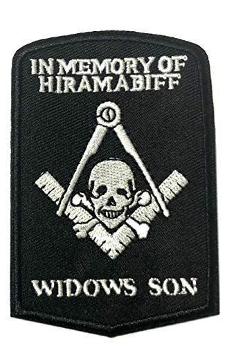 in Memory of Hiram Abiff Widows Son The Son of a Widow Compass Symbol Logo 2.75 inch Embroidered Patch DIY Iron-on or Sew-on Decorative Applique Masonic Lodges Temple Shriner Freemasonry Series