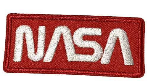 NASA Worm Logo Theme 3.5 inch Embroidered Patch DIY Iron-on or Sew-on Decorative Applique Space Explorer Planets Rocket Shuttle Astronaut Mission Control Stargazer Telescope Series