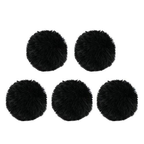 Lavalier Wind Muff 5 Pack Lapel Microphone Wind Muff 0.2 0.4 Inch Furry Lav Windscreen Windproof Wind Screen -0.4inch  Black-