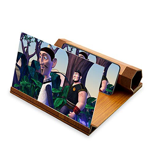 12HD Screen Magnifier for Mobile Phone Screen Magnifier for Cell Phone Projector Movie Video Enlarger  Wooden Phone Holder Stand 3D Screen Magnifier Compatible with All Smart Phone Model -Beige-