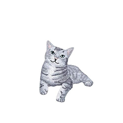 Gray Tabby Cat Iron on Embroidered Patch