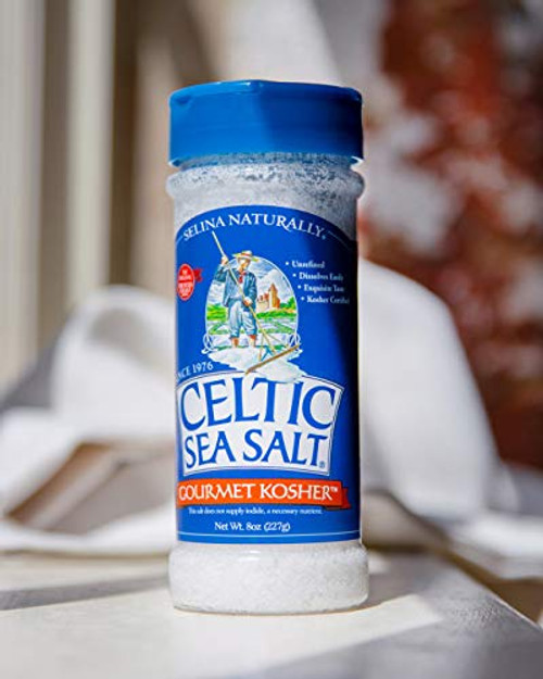 Celtic Sea Salt Chef s Gourmet Kosher 8oz. Plastic Shaker  Salty  8 Ounce