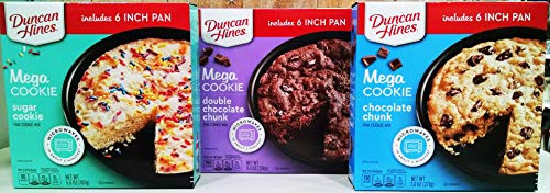 Duncan Hines MEGA COOKIE Variety 3 flavor pack  1 Box Each of Chocolate Chunk Cookie  Double Chocolate Cookie  Sugar Cookie