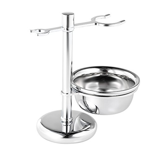 Anself 2 in 1 Stainless Steel Shaving Brush Stand Holder  and  Shaving Soap Bowl Men s Shaving Kit
