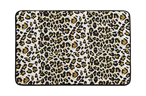 Memory Foam Bath Mat Soft Microfiber Bath Mat for Bathroom  Non Slip Water Absorbent Cozy Bathroom Rug Machine Washable Memory Foam Rug Quickly Drying Small Mat 17x24 Inch -Leopard Pattern-