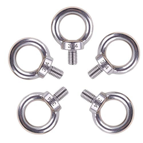 SamIdea 5PCS M5 304 Stainless Steel Machinery Shoulder Lifting Ring Eye Bolt with Male Thread