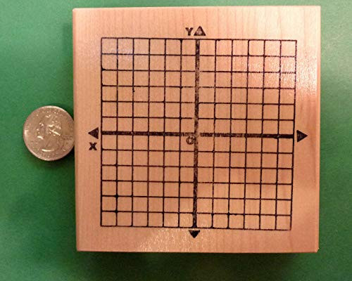 X-Y Axis Math Rubber Stamp  Wood Mounted - Rubber Stamp Wood Carving Blocks