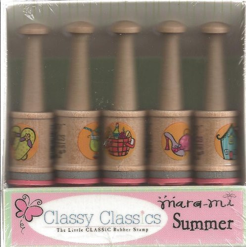 Mara-Mi Summer Wood Mounted Peg Rubber Stamp Set -3088-