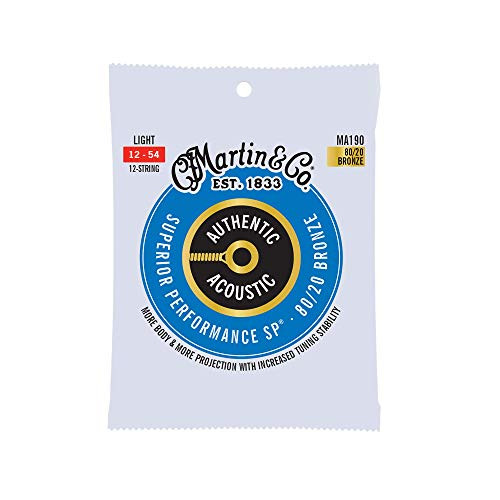 Martin Authentic Acoustic MA190 Light-Gauge Acoustic Guitar Strings  80 20 Bronze