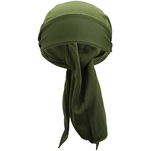 Solid Army Green Micro Fiber Dry Fit Head Wrap Biker Hat Durag Skull Cap Stretch Solid Army Green Micro Fiber Dry Fit Head Wrap Biker Hat Durag Skull Cap Stretch