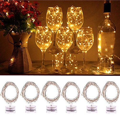 6PCS Candle Micro LED Lights  2m 6.5ft 20 LED String Lights Battery Operated Copper Wire Lights Warm White Color Indoor Ourdoor Holiday DIY Decor Fairy Lights for Halloween Xmas New Year
