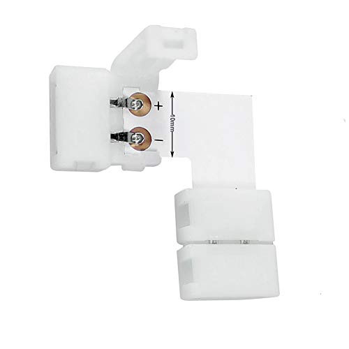 L Shape LED Strip Connector - 2pin 8mm Wide Strip Wire Connector 90 Degree Corner Solderless Adapter Connectors for 12v 24v Flexible SMD 3528 2835 Single Color LED Light Strips -12pcs Pack-
