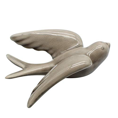 Dorlotou Ceramic Hanging Swallows Sparrow Birds Mounted Wall Decor Decoration 3D European Retro Style Multicolored for Living Dining Room Gray