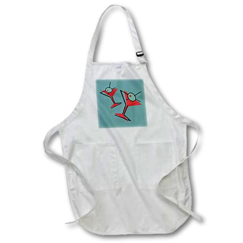 3dRose apr_124151_2 Retro Pair of Martinis Medium Length Apron with Pouch Pockets, 22 by 24-Inch