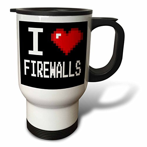 3dRose tm_118950_1" Geeky Old School Pixelated Pixels 8 Bit I Heart I Love Video Games" Travel Mug, 14 oz, Multicolor