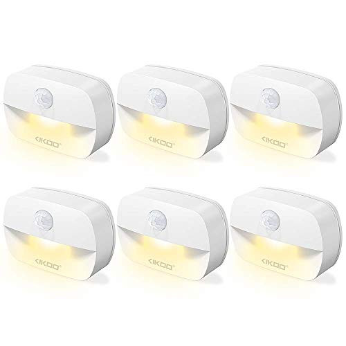 Motion Sensor Night Light  Cordless Battery-Powered LED Night Light  Dusk-to-Dawn Sensor Wall Light  Closet Lights  Safe Lights for Stairs  Hallway  Bathroom  Kitchen  Cabinet -Warm White - 6Pack-