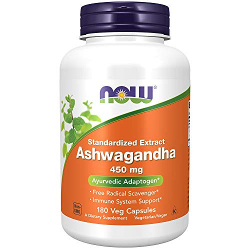 NOW Supplements  Ashwagandha -Withania somnifera-450 mg -Standardized Extract-  180 Veg Capsules