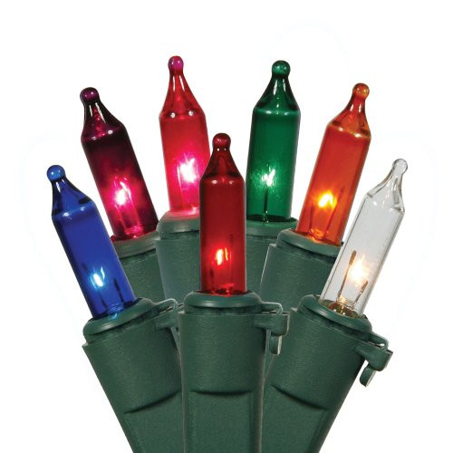 Vickerman 50 Light Multi-color Random Twinkling Mini-Lights Set on Green Wire