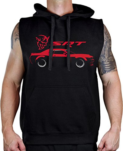 Men s Dodge Challenger Demon SRT Sleeveless Vest Hoodie X-Large Black