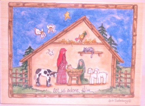Let Us Adore Him Wood Mounted Rubber Stamp