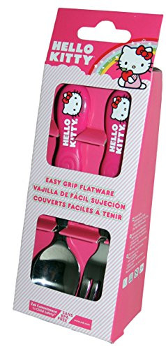 Zak! Designs Easy Grip Flatware  Children s Spoon and Fork with Hello Kitty  BPA-free Plastic and Stainless Steel