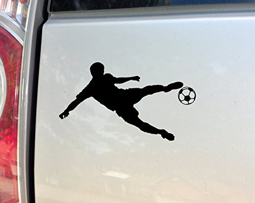 Soccer Player Vinyl Decal Laptop Car Truck Bumper Window Sticker - Black