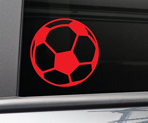 Soccer Ball Vinyl Decal Laptop Car Truck Bumper Window Sticker - Red