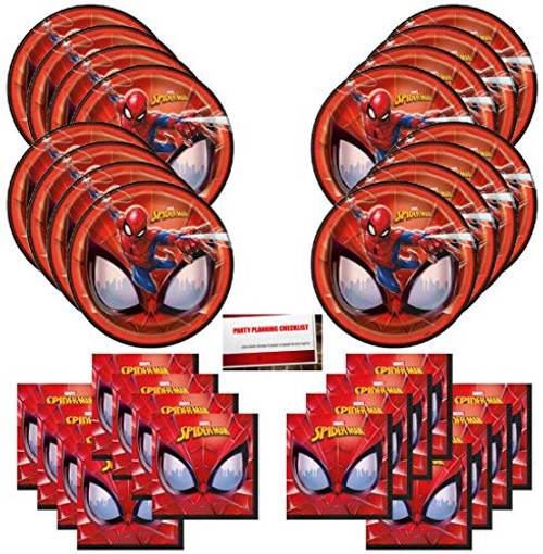 Spiderman Birthday Party Supplies Bundle Pack for 16 Guests -Plus Party Planning Checklist by Mikes Super Store-