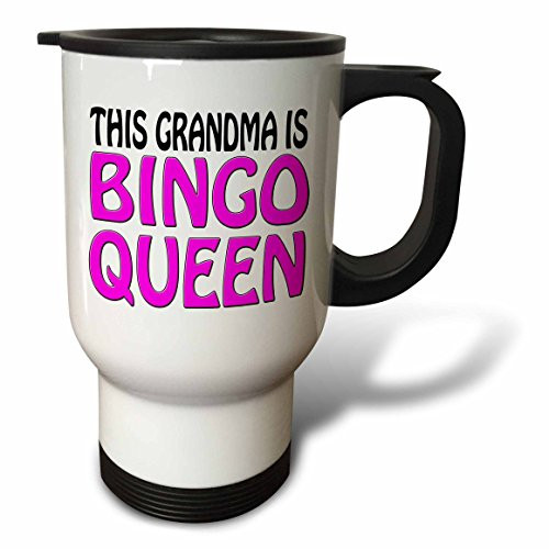3dRose tm_149770_1 This Grandma Is Bingo Queen, Hot Pink, Travel Mug, 14-Ounce, Stainless Steel