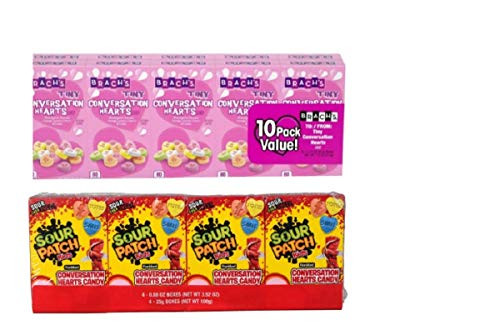 4 Pack Sour Patch Kids Conversation Hearts Candy and 10 Packs Brach s Tiny Conversation Hearts