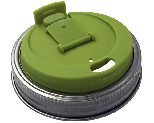 Jarware Leak Resistant Drinking Lid with Rust Proof Band for Mason Jars -Wide Mouth-
