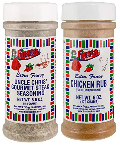 Bolner s Fiesta Brand Beef and Poultry Seasoning Bundle - 1 Each of Uncle Chris  Gourmet Steak Seasoning -5.5 Ounce- and Chicken Rub -6 Ounce-