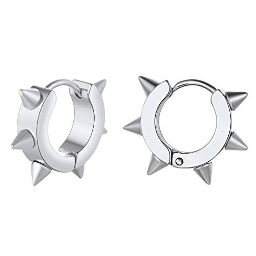 Stainless Steel Rivet Earring Huggies Piercing Spike Ear Studsfor for Men Women Hip Hop Punk Jewelry