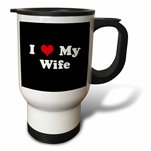 3dRose I Love My Wife Stainless Steel Travel Mug, 14-Ounce