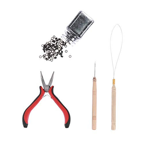 NUOBESTY Hair Extension Tool Kit Hair Extension Remove Plier Micro Rings Pulling Hook Bead Device