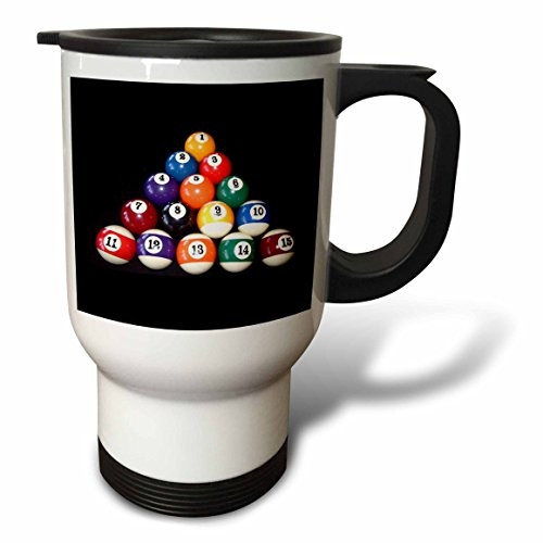 3dRose Billiards Balls Pool Travel Mug, 14-Ounce