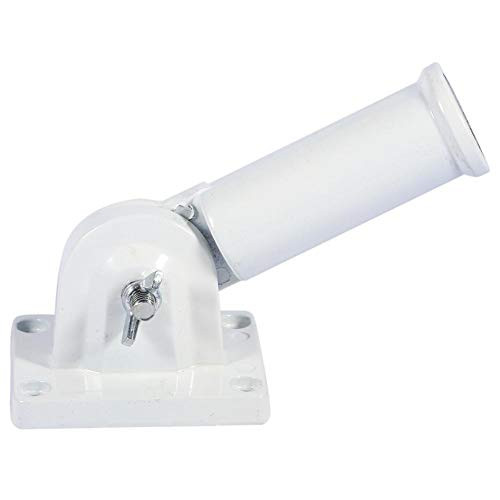 Flag Pole Holder - Wall Mount Adjustable Holder Bracket White Metal Flag Pole Windsock Base with Screws-White- Flag Pole Holder - Wall Mount Adjustable Holder Bracket White Metal Flag Pole Windsock Base with Screws-White-