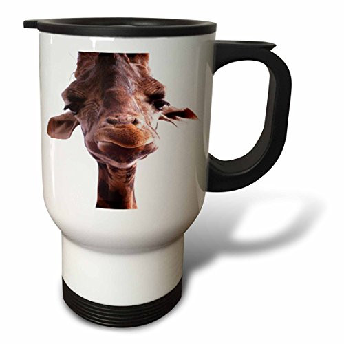 3dRose tm_62416_1 Really Cute Giraffe Face Travel Mug, 14-Ounce, Stainless Steel