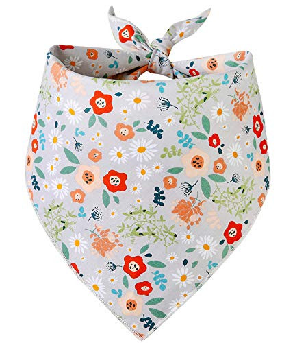 Pawskido Spring Dog Bandana Reversible Triangle Bibs Pet Scarf for Small Medium Sized Dogs