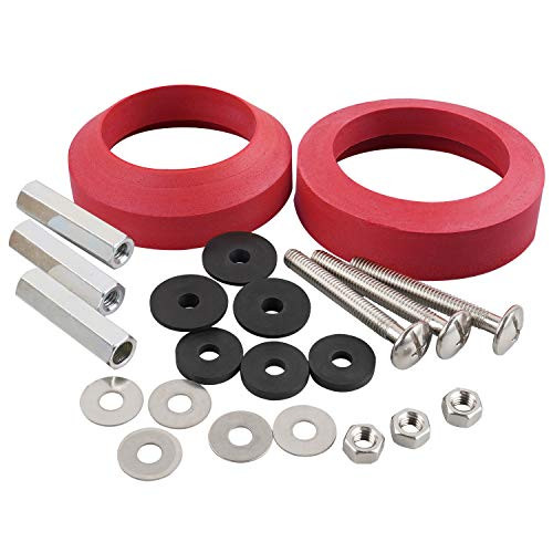 3 inch Tank to Bowl Toilet Repair Bolt  and  Gasket Kit 2 Sets Stainless Steel Hardware Kits Fits Most 3-Inch 3.5-Inch Flush Valve Opening Toilet Tanks-Red