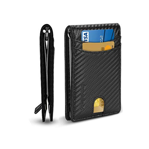 Leather Slim Wallets for Men Minimalist Money Clip RFID Blocking Wallet