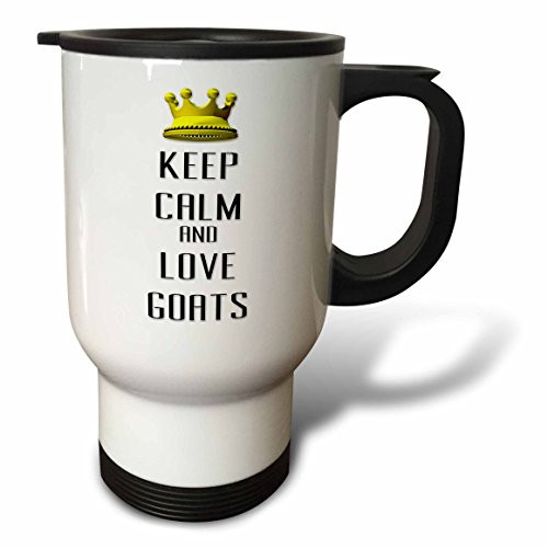 3dRose tm_121087_1 Gold Crown Keep Calm and Love Goats Travel Mug, 14-Ounce, Stainless Steel