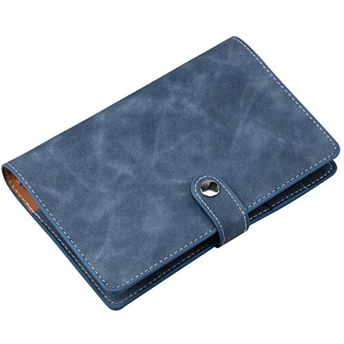 A6 PU Leather Notebook Binder  Refillable 6 Round Ring Binder Cover for A6 Filler Paper  Notebook Personal Planner Binder - Denim Blue