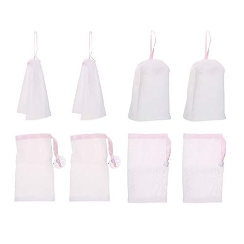 Beaupretty 8pcs Exfoliating Mesh Soap Bag Net Pouch Face Bubble Foam Net Soap Sack Saver Pouch Drawstring Holder Bags