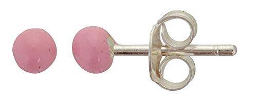 Sterling Silver Petite Pink Enamel Ball Stud Earrings