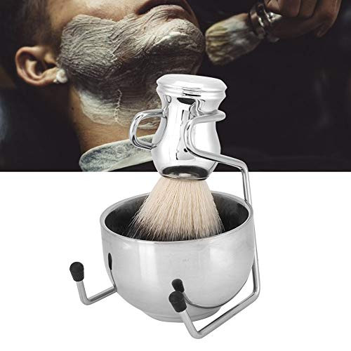 Stainless Steel Shaving Brush  Beard Brush Holder Stand Soap Bowl Shaving Tool Set for Beard Shaving- 1-