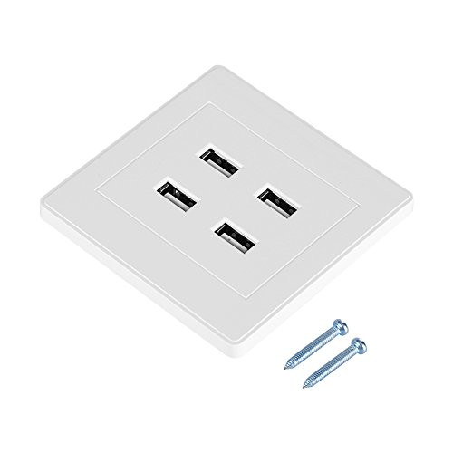 Combort 4 USB Port DC 5V Home Office Electric Wall Mounted Power Socket Charger Outlet-110~250V-