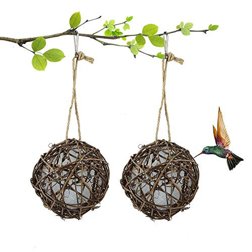 HITECHLIFE Bird Nest Decorative Cotton Ball Nest Hummingbird Nests Bird Material Holder Balls-Nesting Hand-Woven Rattan Globe Bird Parrot House for Outdoor Wild Bird Parrots-A Good Nesting Helper